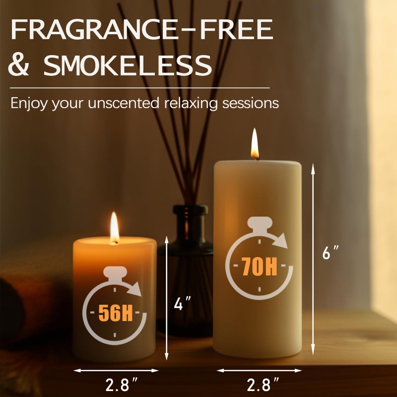 MOSROAD White Pillar Candles  Unscented Pillar Candles Bulk - 50 Hour Long Burn Time - Dripless and Smokeless White Wax Candles Dinner Table  for Wedding Christmas and Home Decor [6 Pack  2.8x4 inch] - Image 2